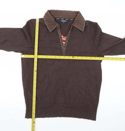 Maine New England Women’s Brown Collared Henley Jumper Size 14