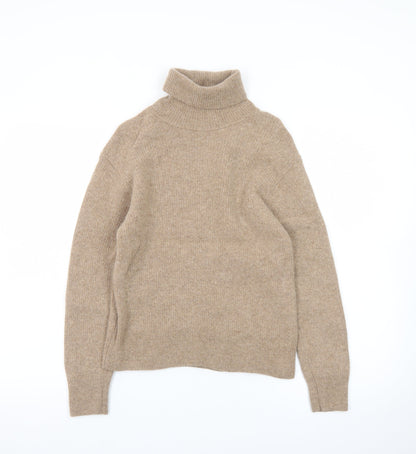 UNIQLO Women's Beige Roll Neck Wool Jumper Size S
