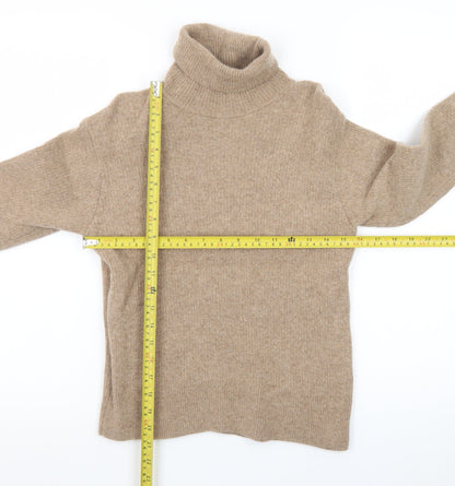 UNIQLO Women's Beige Roll Neck Wool Jumper Size S
