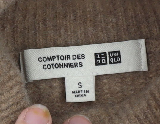 UNIQLO Women's Beige Roll Neck Wool Jumper Size S