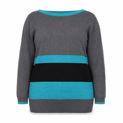 Debenhams Collection Women Grey Blue Striped Pullover Jumper Size 20