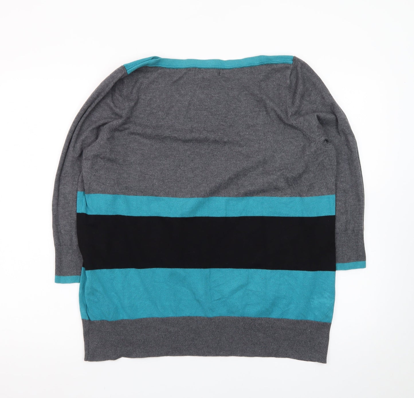 Debenhams Collection Women Grey Blue Striped Pullover Jumper Size 20