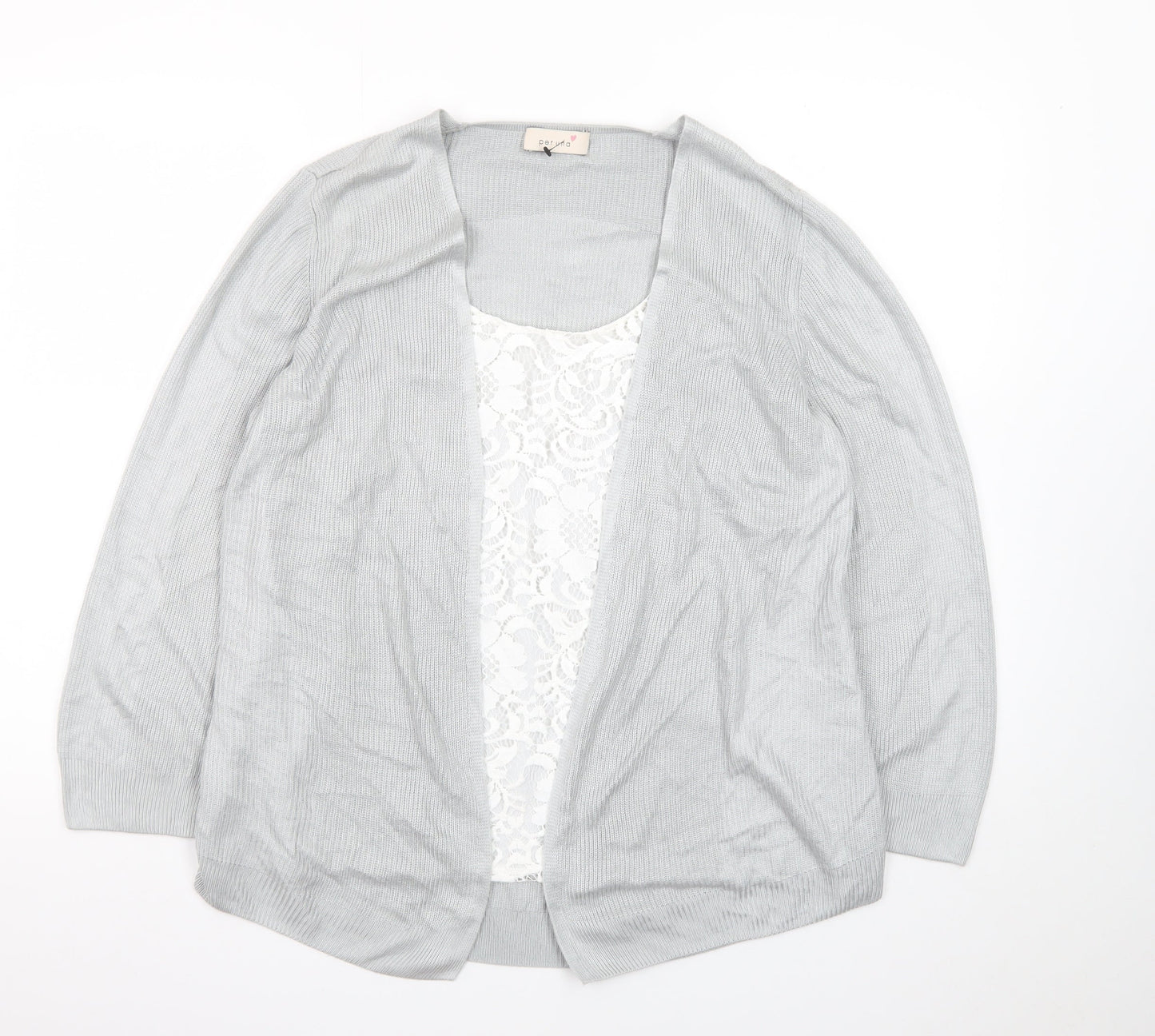 Marks and Spencer Women Grey Knit Long Sleeve Open Cardigan Size 14