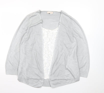 Marks and Spencer Women Grey Knit Long Sleeve Open Cardigan Size 14