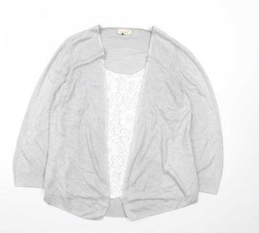 Marks and Spencer Women Grey Knit Long Sleeve Open Cardigan Size 14