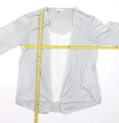 Marks and Spencer Women Grey Knit Long Sleeve Open Cardigan Size 14