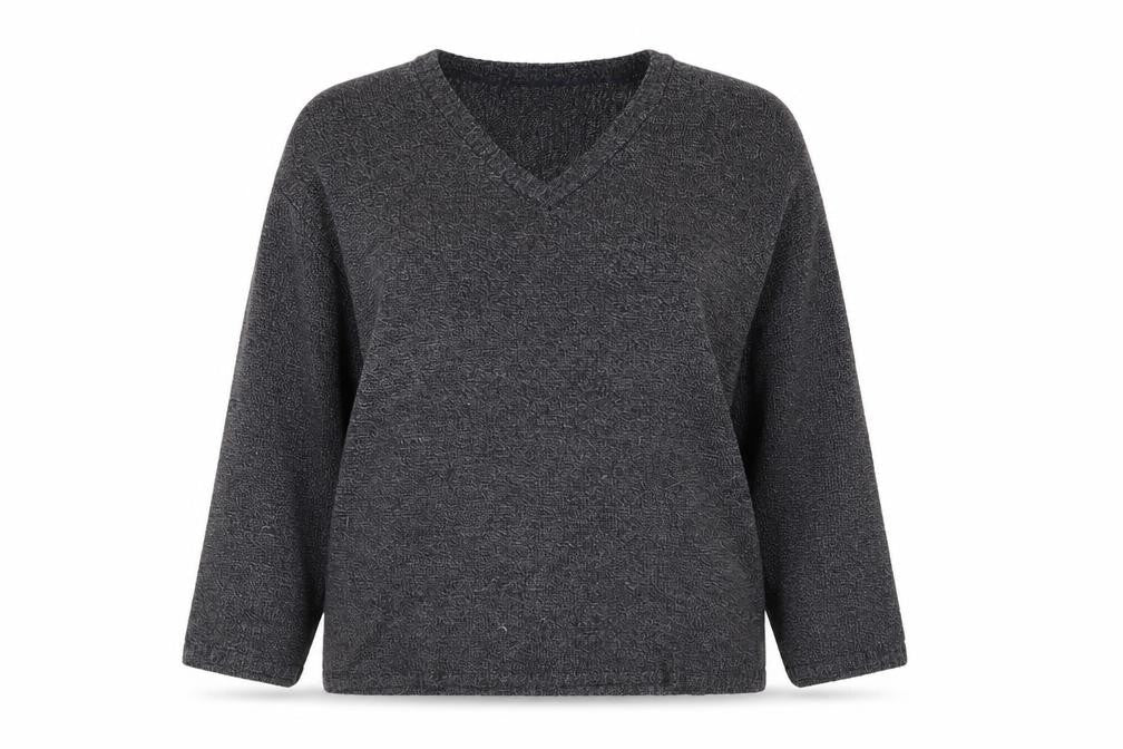 B·B Design Jytte Meilvang Women's Grey L V-Neck Knit Pullover Jumper
