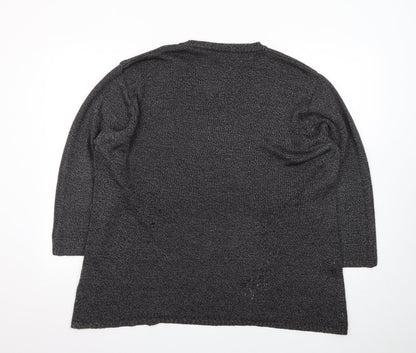 B·B Design Jytte Meilvang Women's Grey L V-Neck Knit Pullover Jumper