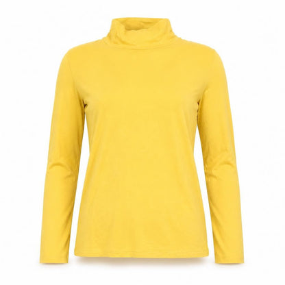 M&Co Women Yellow Roll Neck Long Sleeve Jersey Top Size 12