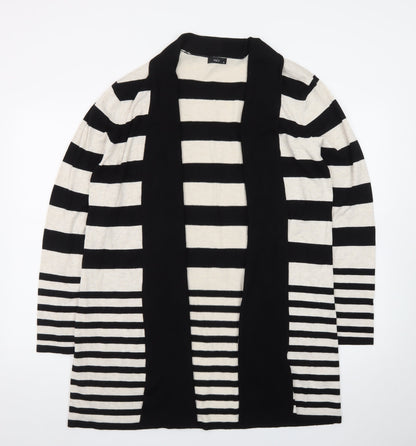 M&Co Women’s Beige Black Striped Open Long Cardigan Size 18