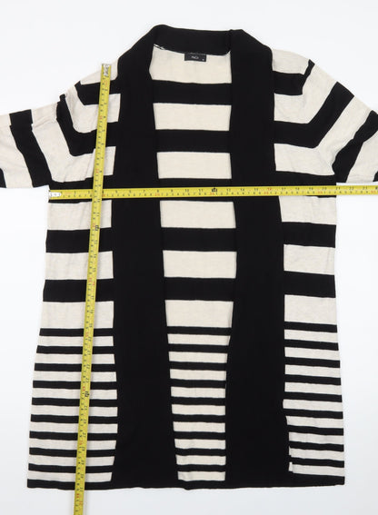 M&Co Women’s Beige Black Striped Open Long Cardigan Size 18
