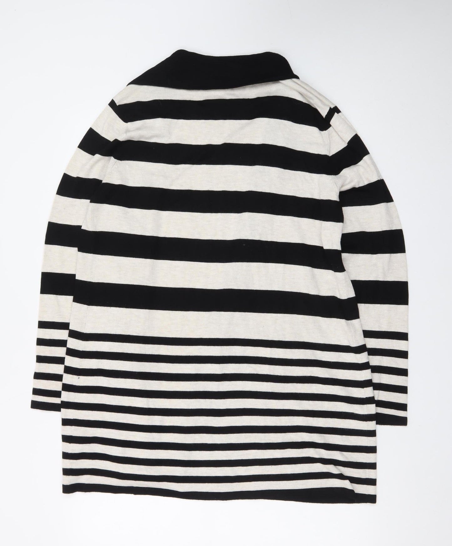 M&Co Women’s Beige Black Striped Open Long Cardigan Size 18
