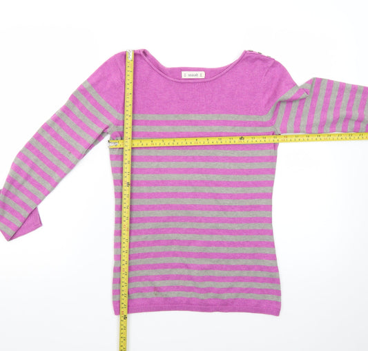 Seasalt Women’s Purple Striped Cotton Boat Neck Jumper Size 8