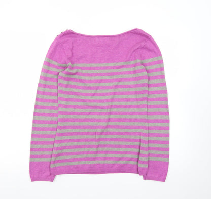 Seasalt Women’s Purple Striped Cotton Boat Neck Jumper Size 8