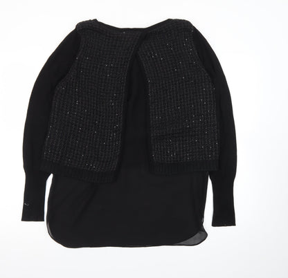 Love Me Tender Womens Black Sequin Knit Tunic Jumper Size 12