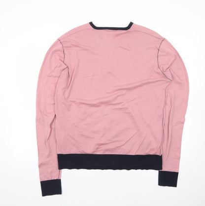 Refectory London Women's Pink V-Neck Cotton Jumper Size M