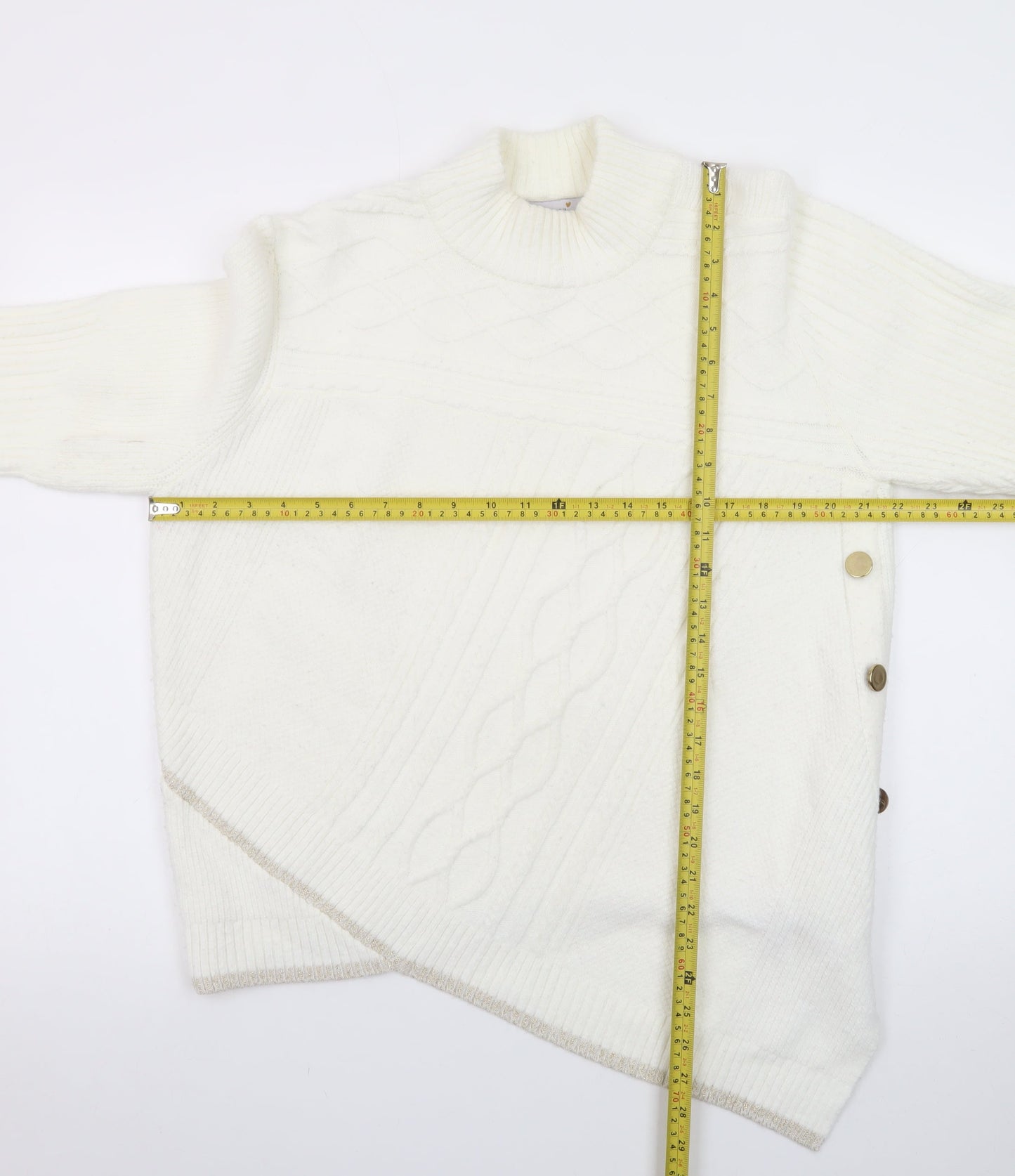 Marks and Spencer Women Ivory Cable-Knit Long Sleeve Jumper UK 16