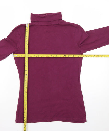 Primark Women’s Purple Roll Neck Long Sleeve Cotton Stretch Top Size 10