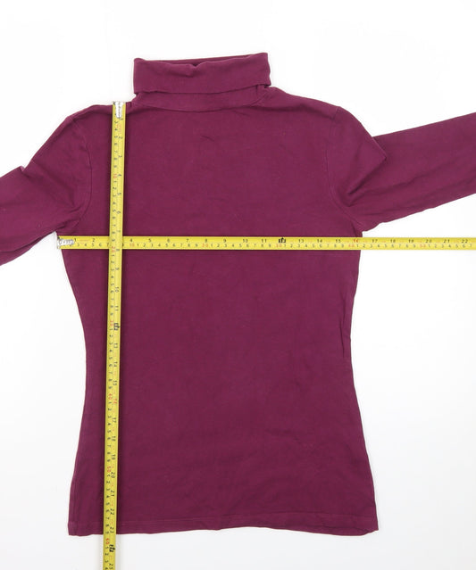 Primark Women’s Purple Roll Neck Long Sleeve Cotton Stretch Top Size 10