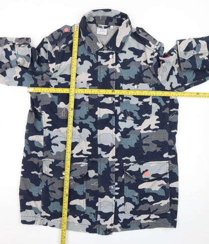 Scamp & Dude Men's Blue Camouflage Cotton Military Jacket Size 14 Plus