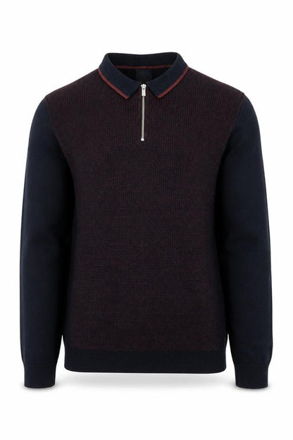 Next Men's Navy Cotton 1/4 Zip Collared Jumper Size L