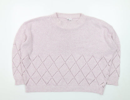Next Women’s Pink Diamond Knit Crew Neck Jumper Size 20