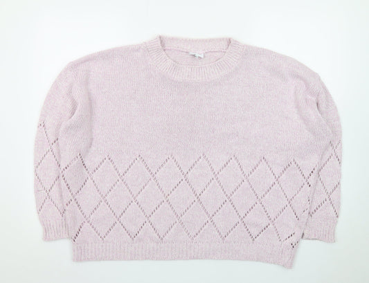 Next Women’s Pink Diamond Knit Crew Neck Jumper Size 20