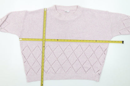 Next Women’s Pink Diamond Knit Crew Neck Jumper Size 20