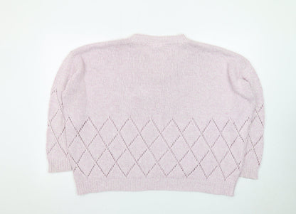 Next Women’s Pink Diamond Knit Crew Neck Jumper Size 20