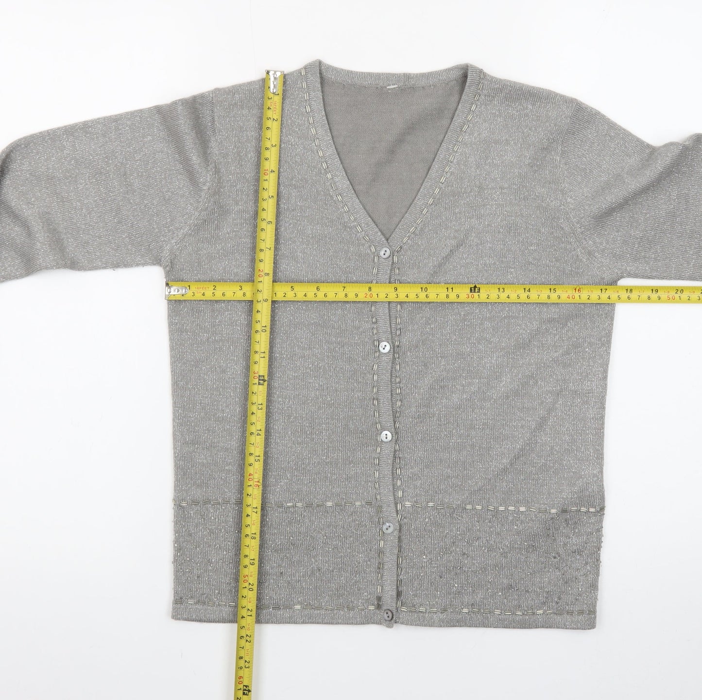 Marks and Spencer Women’s Grey V-Neck Cardigan Size 10 Classic Knit