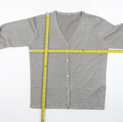 Marks and Spencer Women’s Grey V-Neck Cardigan Size 10 Classic Knit