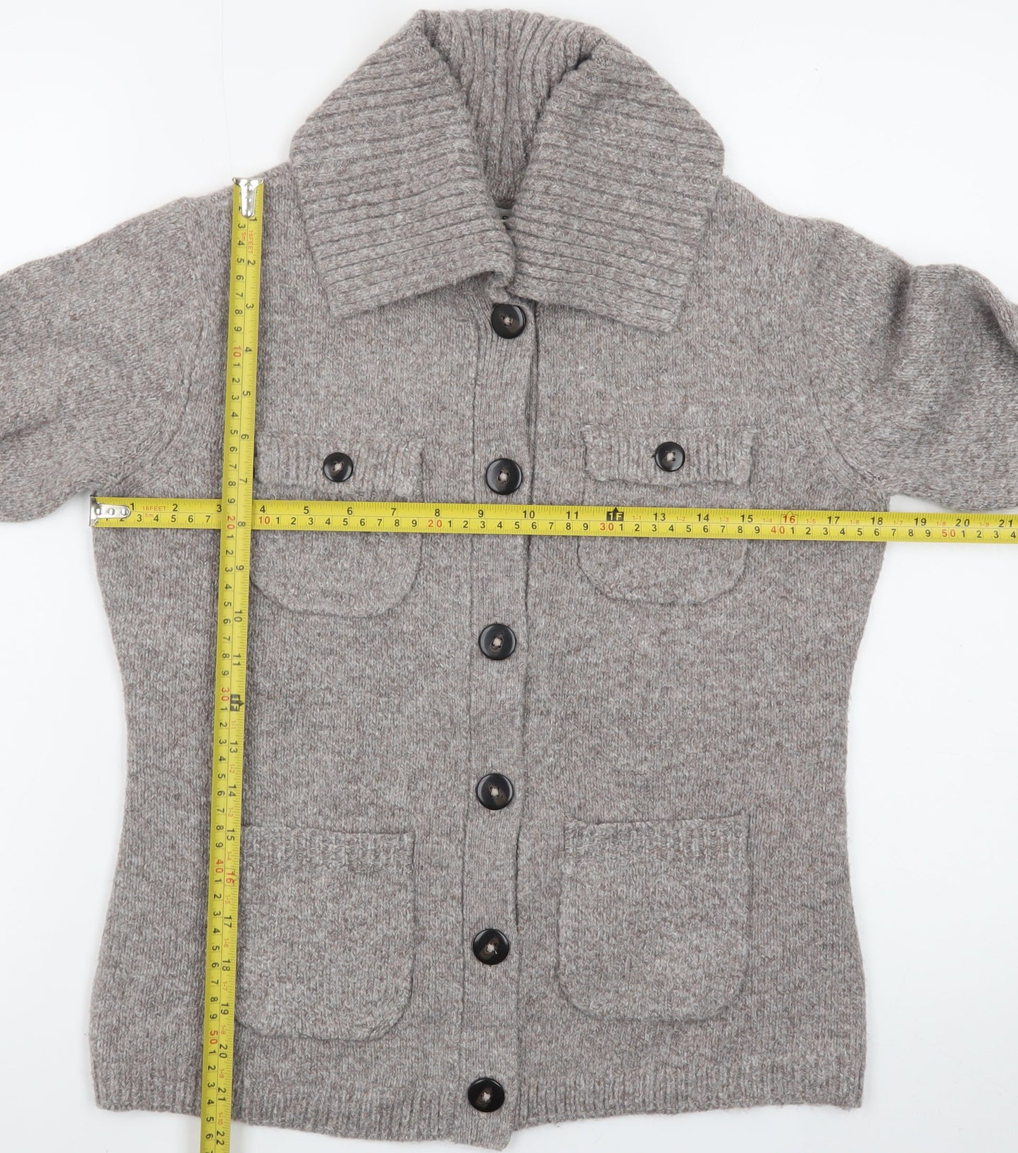Marks and Spencer Men's Grey Wool Collared Button Cardigan Size S