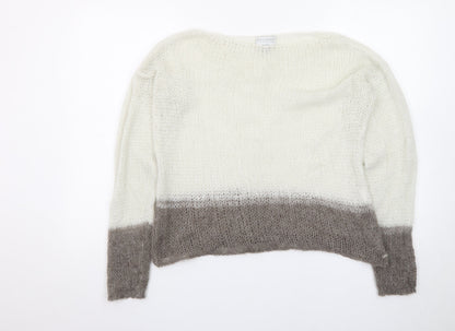 Pull&Bear Teens Beige Open Knit Mohair Blend Pullover Jumper S
