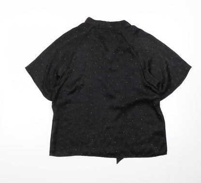 b.young Women’s Black Wrap Blouse Size 12 Short Sleeve Glitter