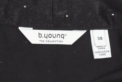 b.young Women’s Black Wrap Blouse Size 12 Short Sleeve Glitter