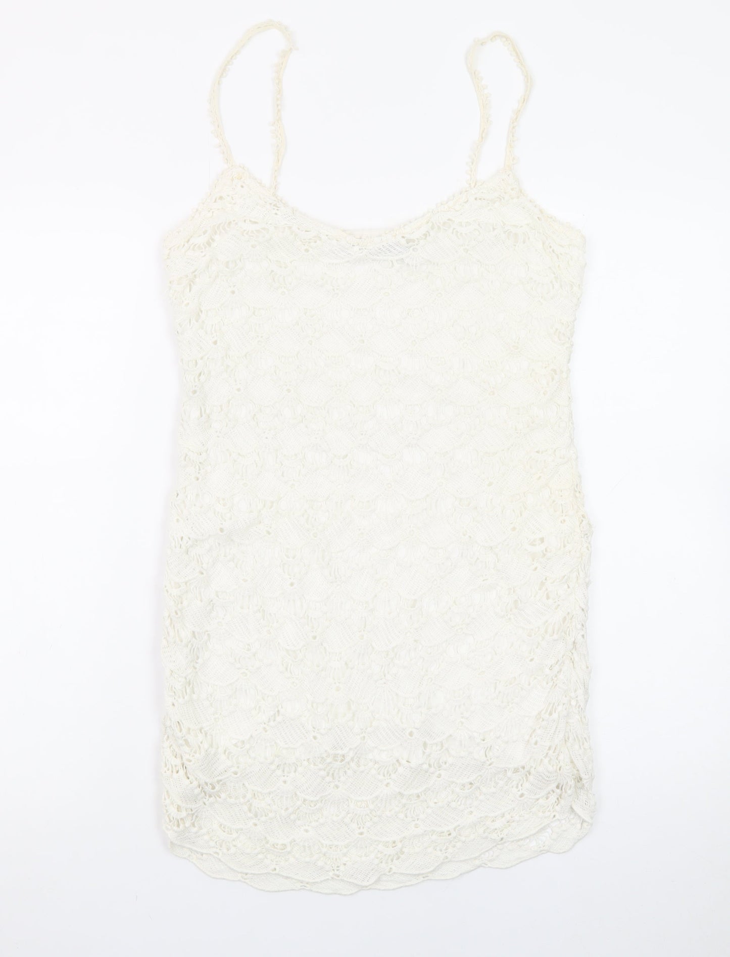 Zara Women Ivory Lace Slip Dress Size 12 Summer Boho Style
