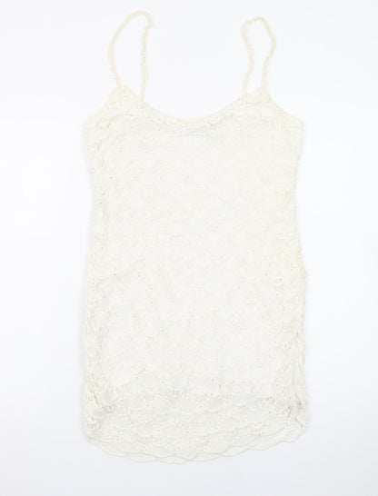 Zara Women Ivory Lace Slip Dress Size 12 Summer Boho Style