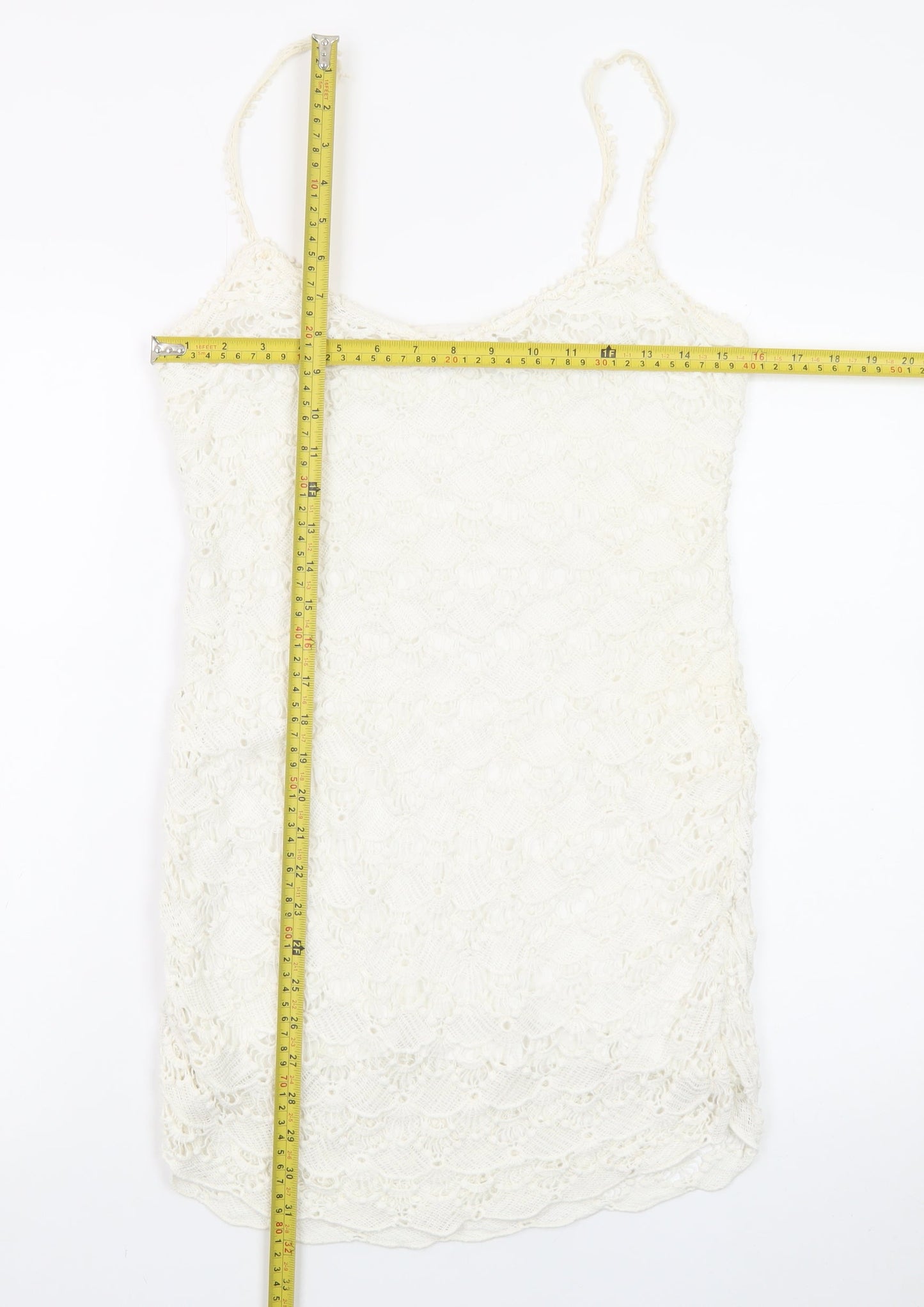 Zara Women Ivory Lace Slip Dress Size 12 Summer Boho Style