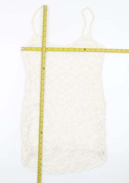Zara Women Ivory Lace Slip Dress Size 12 Summer Boho Style