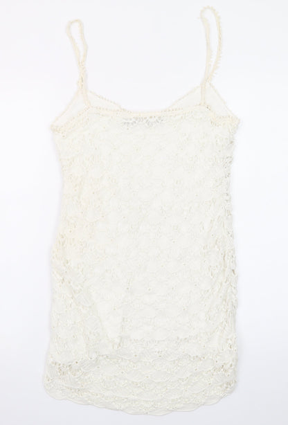 Zara Women Ivory Lace Slip Dress Size 12 Summer Boho Style