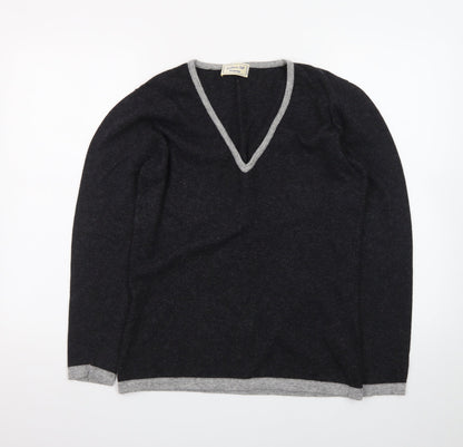 Cashmere Silk Company Women's Black V-Neck Jumper Size XL