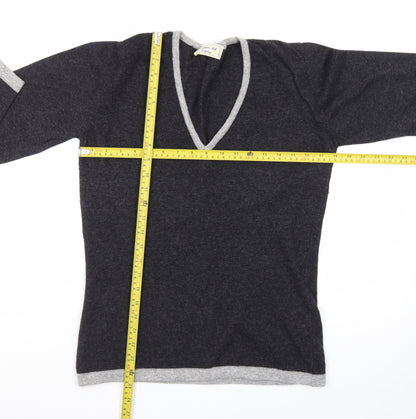 Cashmere Silk Company Women's Black V-Neck Jumper Size XL