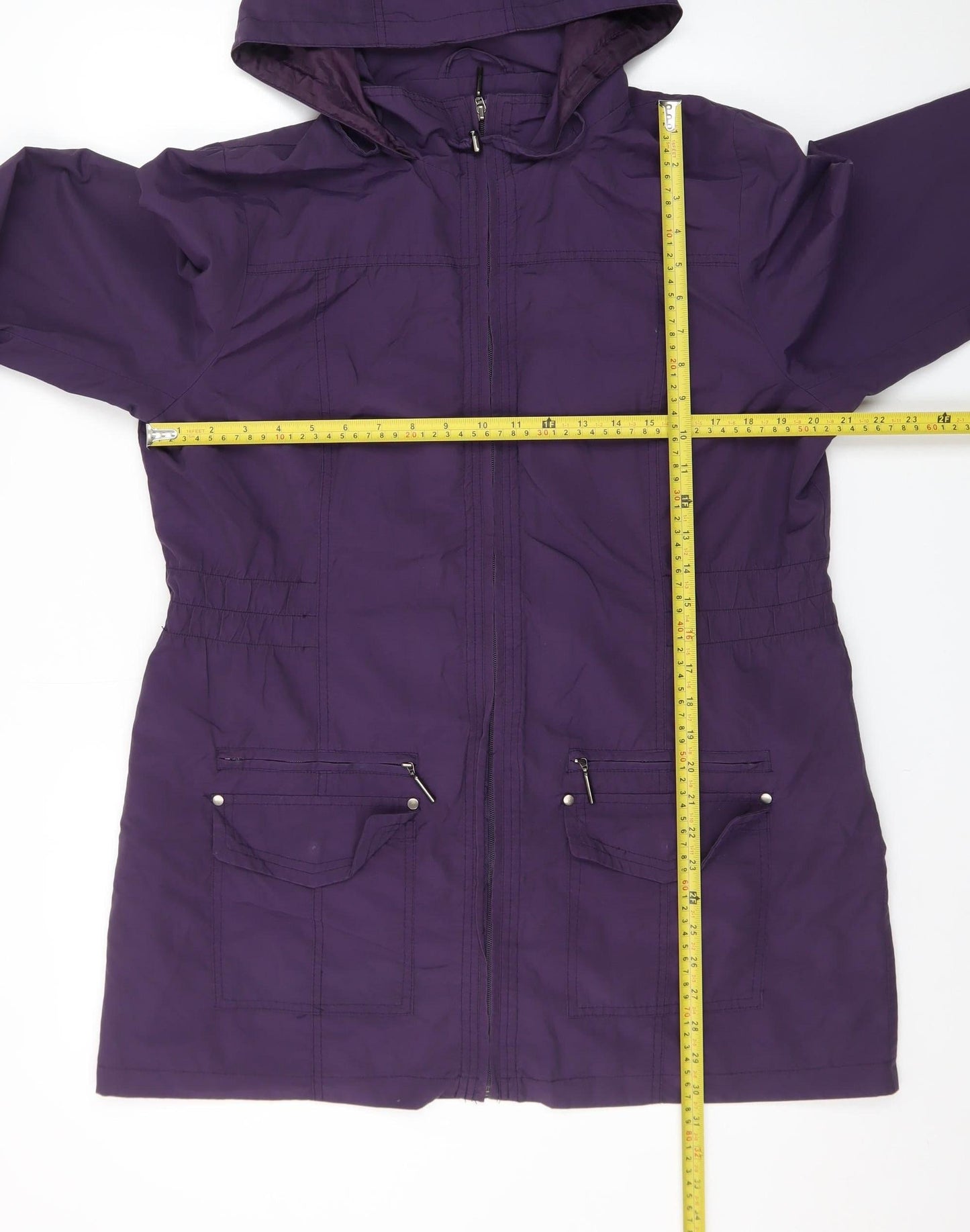 BHS Women’s Purple Hooded Long Rain Coat Size 16