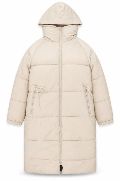 Rising Womens Beige Long Hooded Puffer Coat Size S Winter Warm