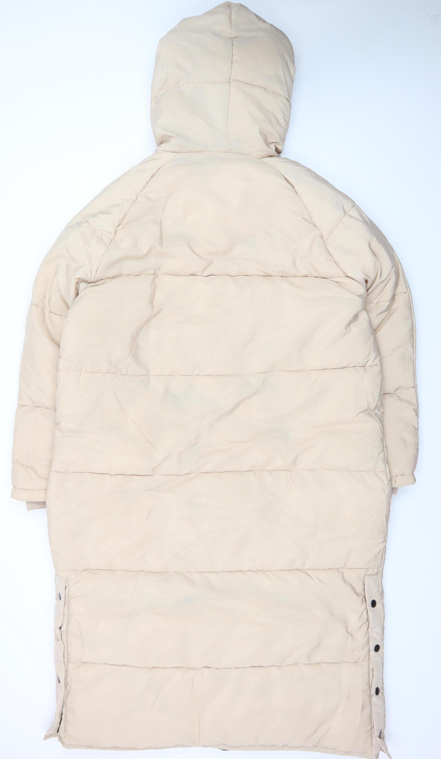 Rising Womens Beige Long Hooded Puffer Coat Size S Winter Warm