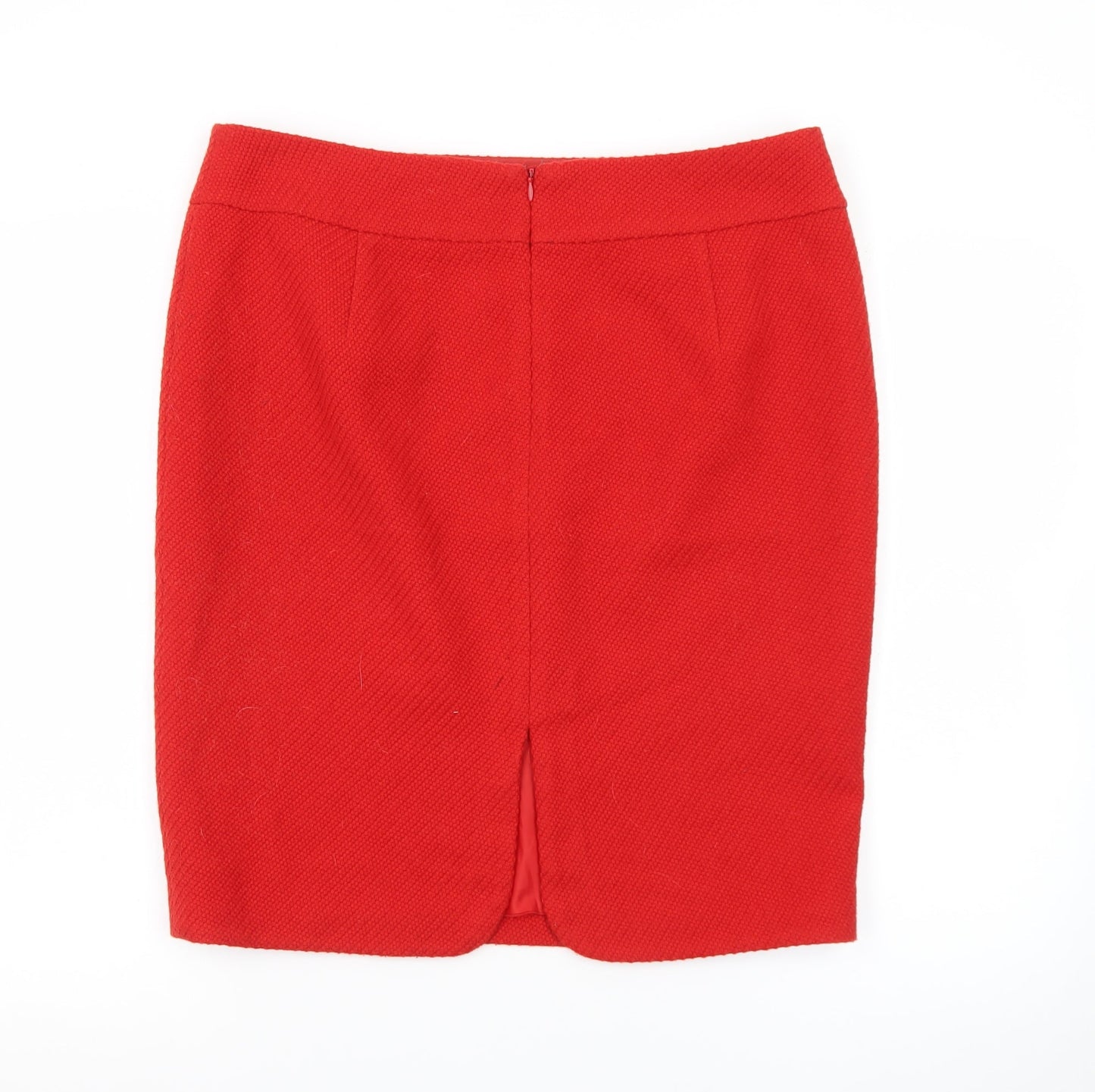 Marks and Spencer Women Red Wool Blend Pencil Skirt Size 16 Petite