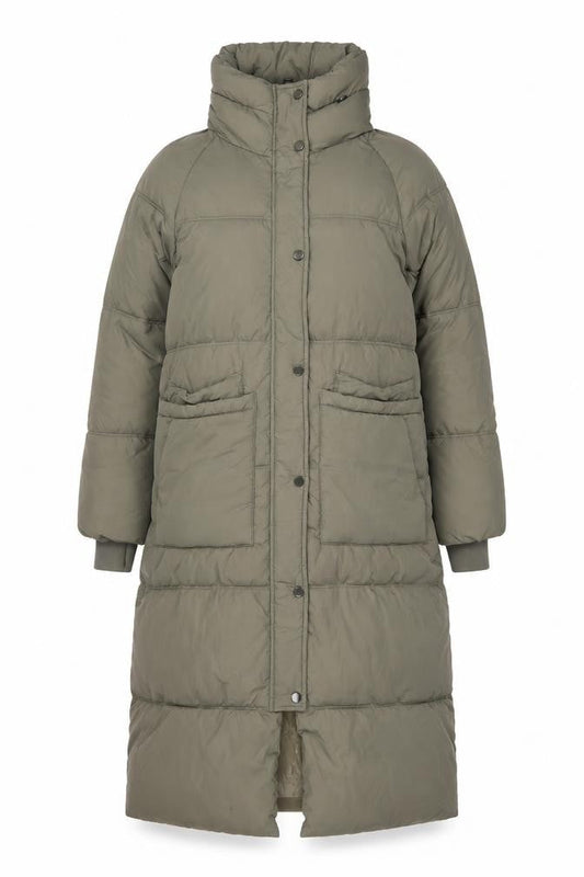 Zara Women’s Green Long Puffer Coat XS Quilted Winter Jacket