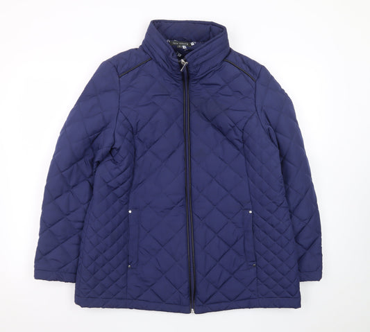 Love Coats Women's Blue Quilted Mid-Length Jacket Size 16