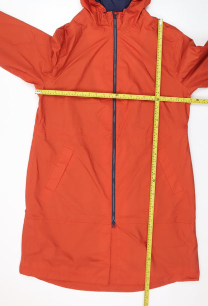 Seasalt Cornwall Womens Orange Waterproof Rain Coat Size 16 Hooded Long