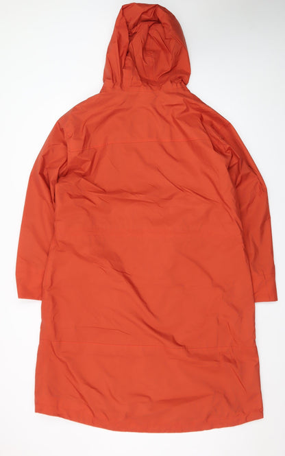 Seasalt Cornwall Womens Orange Waterproof Rain Coat Size 16 Hooded Long